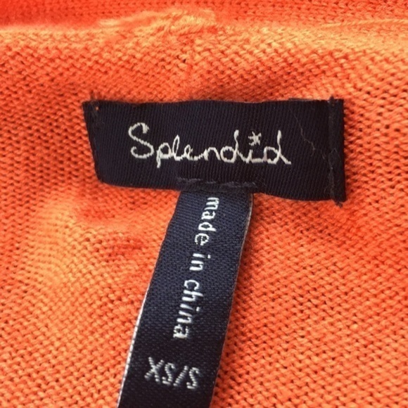 SPLENDID orange and white striped open sweater - Picture 5 of 7